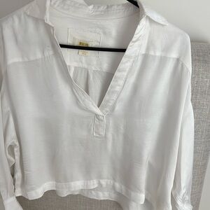 Maeve by Anthropologie long sleeve cropped white blouse